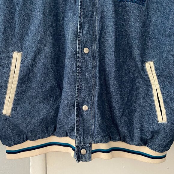 Vintage Disney Winnie The Pooh EEYORE Denim Button Quilted Varsity Jacket XL - Picture 4 of 10